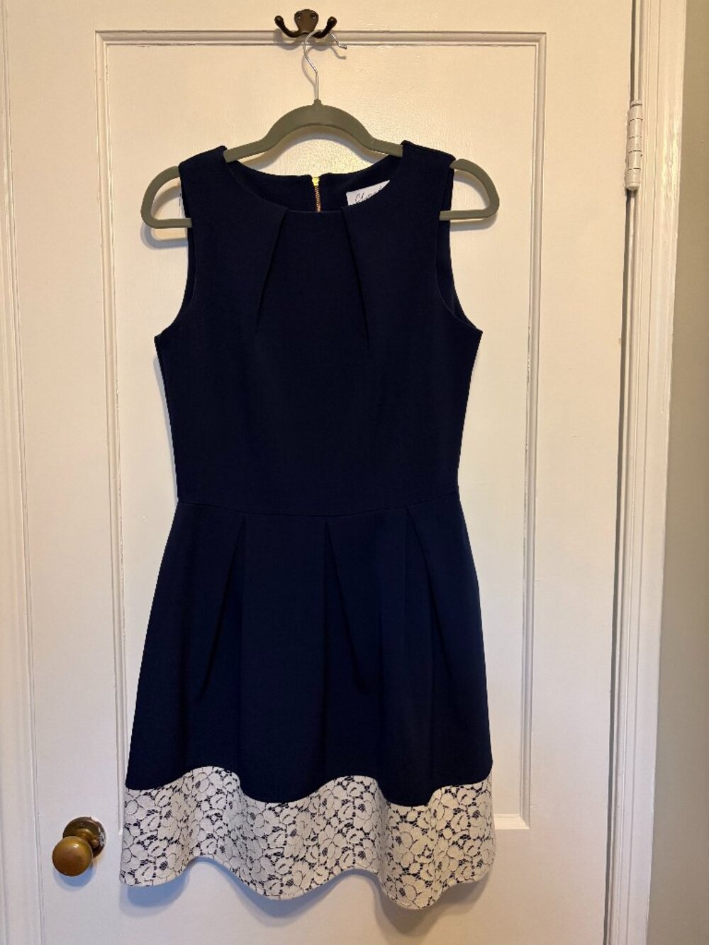 Closet London Blue dress with white lace detail